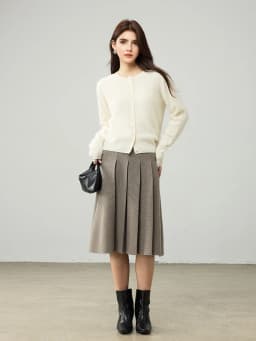 SuyaDream, Cardigans For Woman, Fleece Wool, Round Collar, Soft Cozy Sweaters, 100%Wool, 2025 Fall Winter Jackets