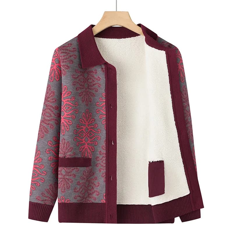 Warm Grandma Sweater Women Autumn Winter Sweaters Coat Mother Knitted Cardigan For Woman Thick Velvet Knitwear Female Clothes