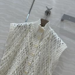 Ladies Autumn And Winter New High Quality Vest Cashmere Knitted Hollow Sequins Fashionable And Versatile