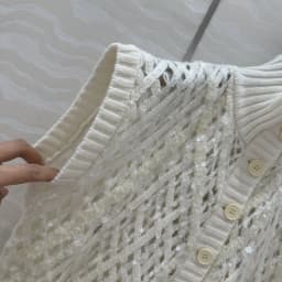 Ladies Autumn And Winter New High Quality Vest Cashmere Knitted Hollow Sequins Fashionable And Versatile