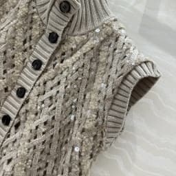 Ladies Autumn And Winter New High Quality Vest Cashmere Knitted Hollow Sequins Fashionable And Versatile