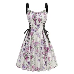 Dress Women Female Clothing Fashion Elegant Evening Party Dresses Printed Lace-up O-ring Party Sexy Slimming Suspender Dress
