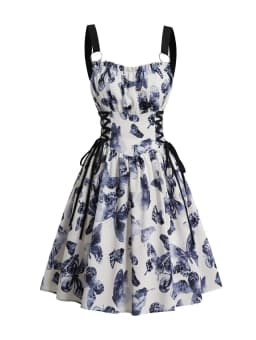 Dress Women Female Clothing Fashion Elegant Evening Party Dresses Printed Lace-up O-ring Party Sexy Slimming Suspender Dress