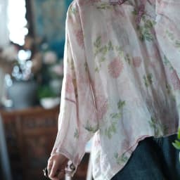Oversized Women Batwing Sleeve Linen Shirt New 2025 Spring Chinese Style Vintage Floral Print Female Casua Tops Shirts M1057