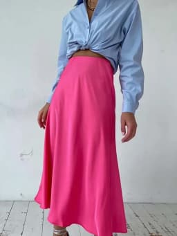 Elegant Women's Skirts High Waist Silk Satin A-line Skirt Lady Fashion Solid Color Purple Long Skirts for Women Fashion 2026