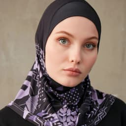Sporty Muslim Inner Hijab Women Geometric Printing Pattern Instant Turban For Ladies Head Wrap Headband Header Model