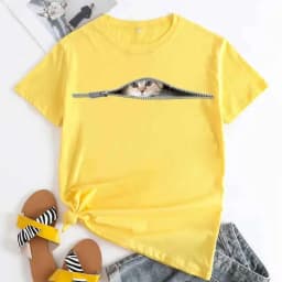 Cotton 100% Plus Size Cat Print Modal Round Neck Short-sleeved Women's T-shirt Tops Graphic T Shirts Clothes Oversized T Shirt
