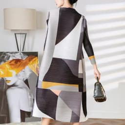 Miyake Fold 2025 Spring New High-End Temperament Design Sense Printing Dress Women Loose Fashion Swing Skirt