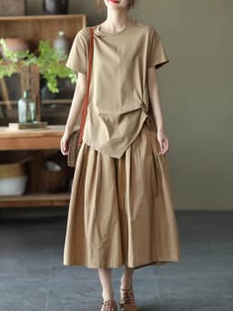 Amax LuluE 2025 Japan Summer Streetwear Fashion Women Khaki A-Line Skirts Ladies Elastic Casual Long Skirt Girls Vintage Clothes