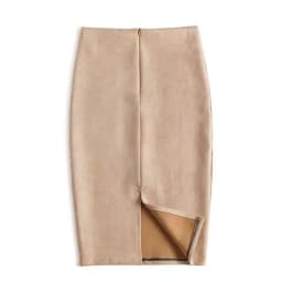 Winter Sexy Bodycon Suede Skirts 2025 Fashion Knee Length High Waist Office Skirt Korean Women Clothes Elegant Slim Pencil Skirt