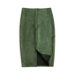 Winter Sexy Bodycon Suede Skirts 2025 Fashion Knee Length High Waist Office Skirt Korean Women Clothes Elegant Slim Pencil Skirt