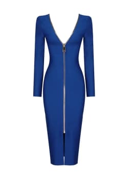 New Winter Xmas Women Sexy Designer Backless Midi Blue Black Red Bandage Dress Ladies Elegant Bodycon Party Dress Vestido