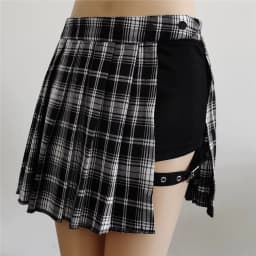 Red Pleated Skirts Streatwear plaid Side Button skirt womens Casual Mini Skirt All Match Women Short Skirt Fashion Tartan