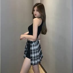 Red Pleated Skirts Streatwear plaid Side Button skirt womens Casual Mini Skirt All Match Women Short Skirt Fashion Tartan
