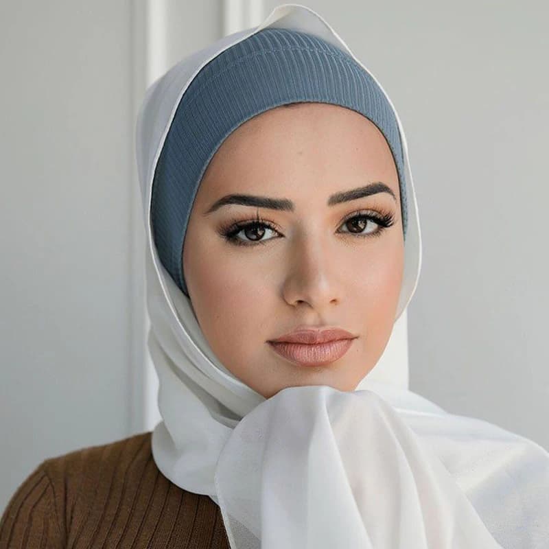 2022 Muslim Women Ribbed Inner Hijab Caps Islamic Tube Underscarf Bonnet Stretch Headband Turban Musulman Femme Head Wraps
