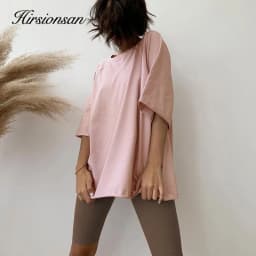 Hirsionsan Summer Cotton Loose Sets Women 2023 Oversized Two Pieces T Shirts and High Waist Knitted Shorts Outfits Tracksuit