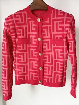 HIGH STREET Newest 2026 Designer Jacket Women's Lion Buttons Monogram Geometric Jacquard Knitted Sweater Cardigan