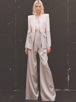 HIGH STREET Newest 2026 S/S Runway Designer Suit Set Women's Career Fashion Single Button Color Block Blazer Wide Pants Suit