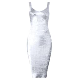 High Quality New Slip Gold Print Rayon Bandage Dress Foiling Sexy Celebrity Bodycon Cocktail Party Dress
