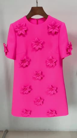 HIGH STREET Newest 2026 Designer Fashion Women's Short Sleeve Handmade 3D Flowers Appliques Elegant Dress