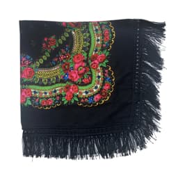 Russian Shawls Female Headwrap Floral Printed Fringed National Scarf Retro Handkerchief Women's Square Headscarf Tassels Bandana