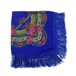 Russian Shawls Female Headwrap Floral Printed Fringed National Scarf Retro Handkerchief Women's Square Headscarf Tassels Bandana