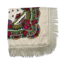 Russian Shawls Female Headwrap Floral Printed Fringed National Scarf Retro Handkerchief Women's Square Headscarf Tassels Bandana