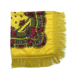 Russian Shawls Female Headwrap Floral Printed Fringed National Scarf Retro Handkerchief Women's Square Headscarf Tassels Bandana