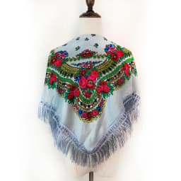 Russian Shawls Female Headwrap Floral Printed Fringed National Scarf Retro Handkerchief Women's Square Headscarf Tassels Bandana