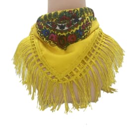 Russian Shawls Female Headwrap Floral Printed Fringed National Scarf Retro Handkerchief Women's Square Headscarf Tassels Bandana