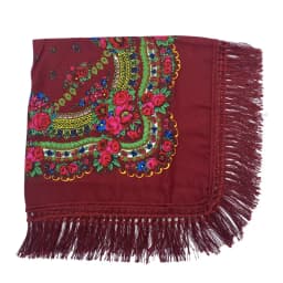 Russian Shawls Female Headwrap Floral Printed Fringed National Scarf Retro Handkerchief Women's Square Headscarf Tassels Bandana