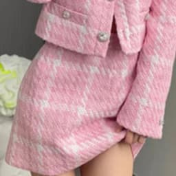 HIGH STREET Newest Fashion 2026 Designer Pink Skirts Women's Sweet Wool Blends Colors Woven Plaid Tweed Skirt