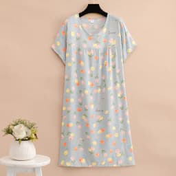 New 2026 Casual Vintage Summer Dress For Women Print Flowers Short Sleeve O-neck Dresses printing Ladies Party Dress