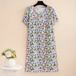 New 2026 Casual Vintage Summer Dress For Women Print Flowers Short Sleeve O-neck Dresses printing Ladies Party Dress