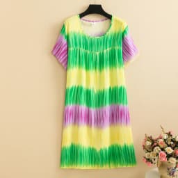 New 2026 Casual Vintage Summer Dress For Women Print Flowers Short Sleeve O-neck Dresses printing Ladies Party Dress