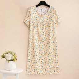 New 2026 Casual Vintage Summer Dress For Women Print Flowers Short Sleeve O-neck Dresses printing Ladies Party Dress