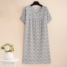 New 2026 Casual Vintage Summer Dress For Women Print Flowers Short Sleeve O-neck Dresses printing Ladies Party Dress