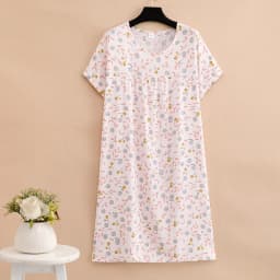 New 2026 Casual Vintage Summer Dress For Women Print Flowers Short Sleeve O-neck Dresses printing Ladies Party Dress
