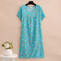 New 2026 Casual Vintage Summer Dress For Women Print Flowers Short Sleeve O-neck Dresses printing Ladies Party Dress