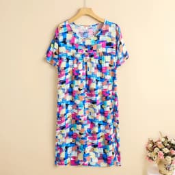 New 2026 Casual Vintage Summer Dress For Women Print Flowers Short Sleeve O-neck Dresses printing Ladies Party Dress