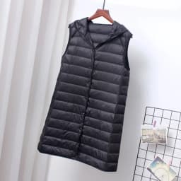 Schinteon Women Ultra Light Down Long Vest with Hood Casual Slim Waistcoat 90% White Duck Down Gilet New 2024 Fashion Hot Sale