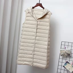 Schinteon Women Ultra Light Down Long Vest with Hood Casual Slim Waistcoat 90% White Duck Down Gilet New 2024 Fashion Hot Sale