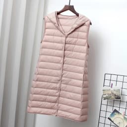 Schinteon Women Ultra Light Down Long Vest with Hood Casual Slim Waistcoat 90% White Duck Down Gilet New 2024 Fashion Hot Sale