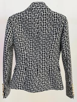 HIGH STREET Newest 2026 Designer Jacket Women's Double Breasted Lion Buttons Geometrical Jacquard Blazer