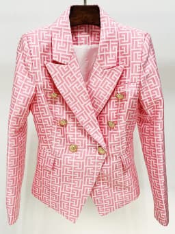 HIGH STREET Newest 2026 Designer Jacket Women's Double Breasted Lion Buttons Geometrical Jacquard Blazer
