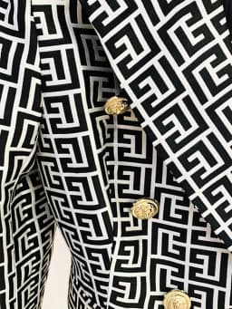 HIGH STREET Newest 2026 Designer Jacket Women's Double Breasted Lion Buttons Geometrical Jacquard Blazer