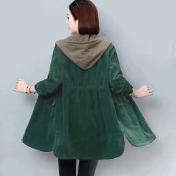 Corduroy lining Hooded Jacket Women 2025 Spring Autumn New Plus size Loose Windbreaker Casual Female Cotton Zipper Long Outwear