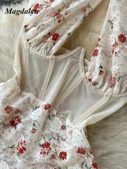 Magdalyn Women Halter Floral Print Rompers Fashion Korean Design Streetwear Party Combination Catsuits One Piece Mesh Bodysuits