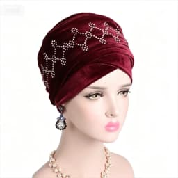 Rhinestone Velvet Muslim Scarf Hijab Ready to Wear Turban Caps African Hat Women's Head Wraps Female Headscarf Bonnet