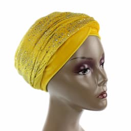 Rhinestone Velvet Muslim Scarf Hijab Ready to Wear Turban Caps African Hat Women's Head Wraps Female Headscarf Bonnet